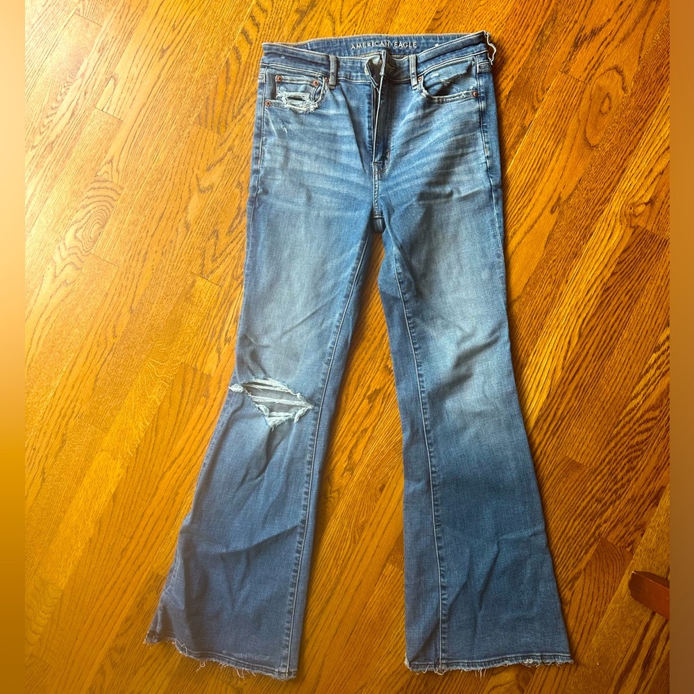 High waisted flared jeans